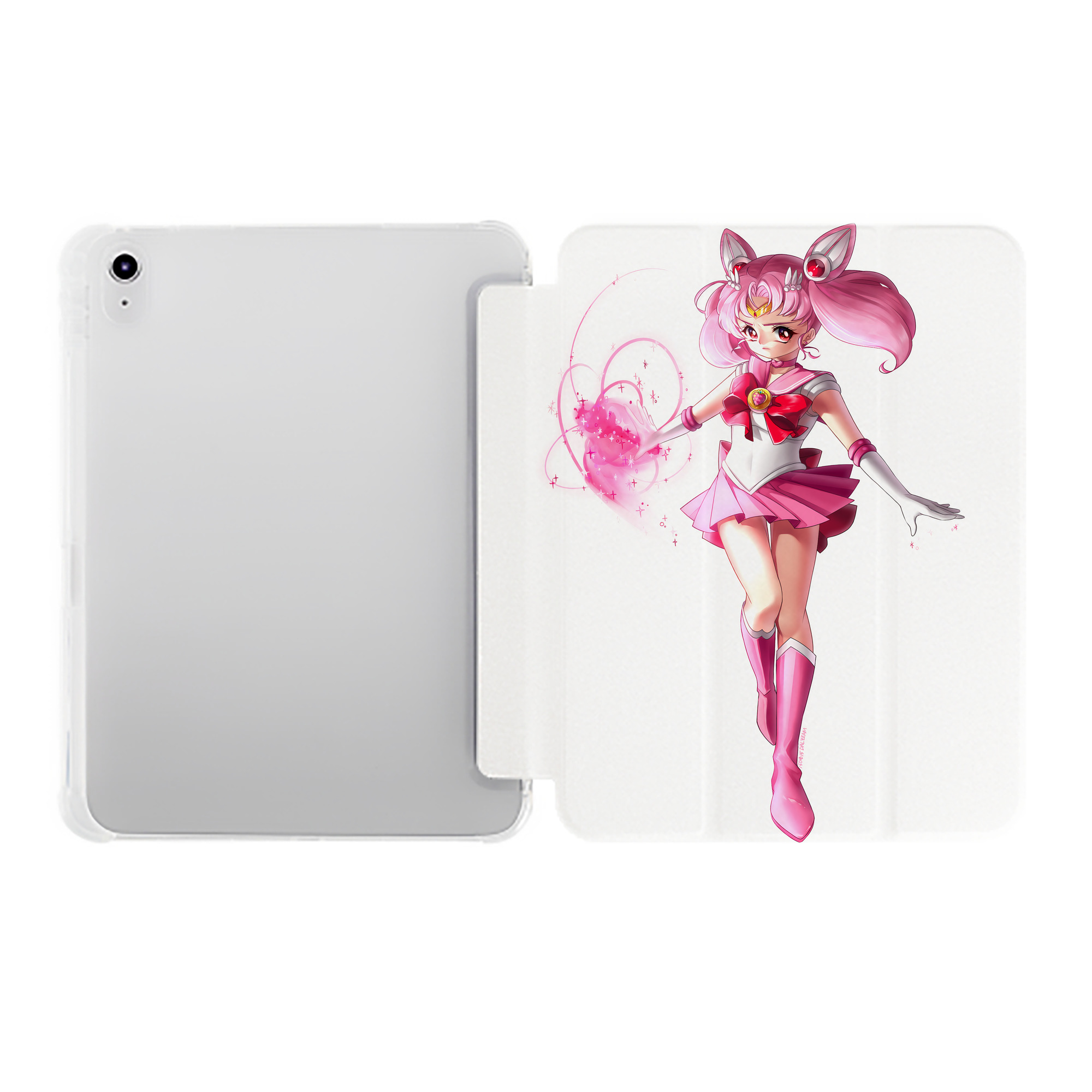 （画像用） 美少女戦士セーラームーン ちびうさ Sailor Moon Chibiusa Tsukino Usagi Small Lady Serenity IPad ケース ペン収納付き 三つ折りスタンド PUレザー×シリコン 対応機種9.5/10.5/10.9インチ